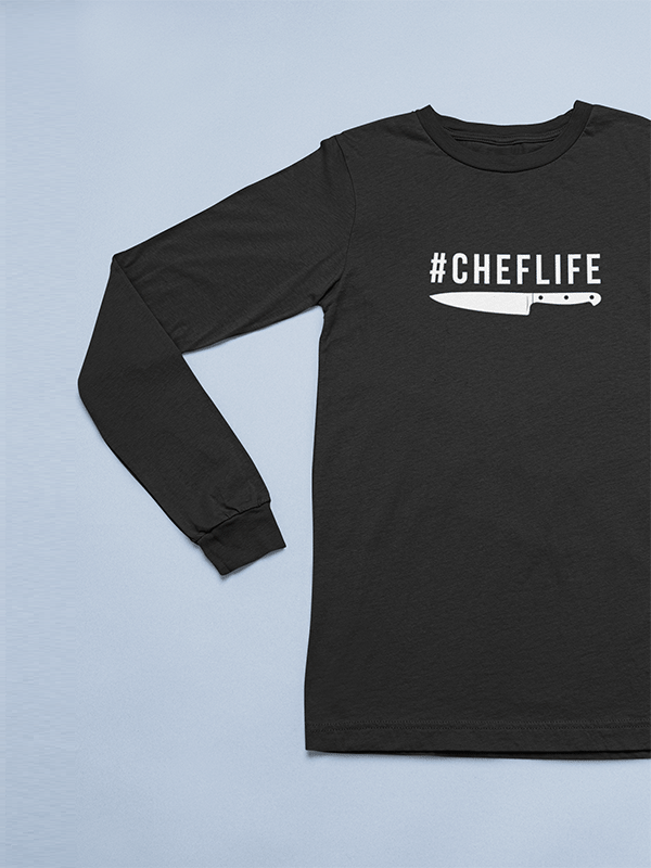 Chef Life- Black Crew Neck Full Sleeves Chef T-shirt