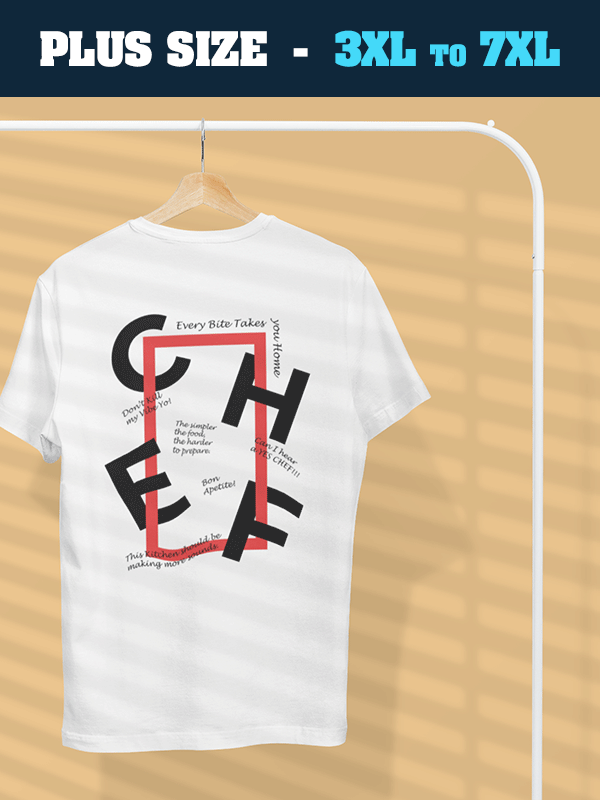 Chef Abstract- White Crew Neck, Plus Size Chef T-shirt