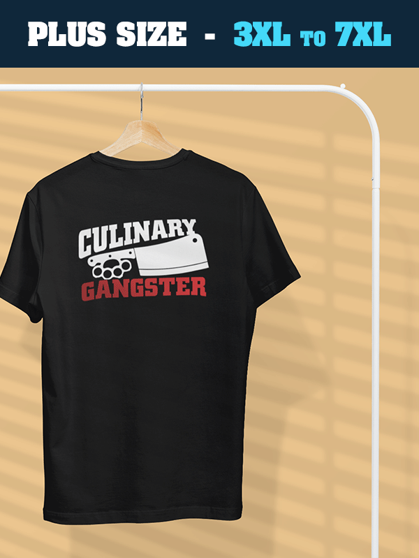 Culinary Gangster- Black Crew Neck, Plus Size Chef T-shirt