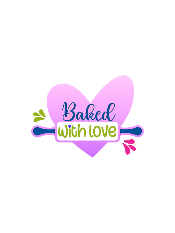 Baked with Love- White Round Neck Baking T-shirt