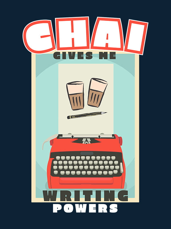 Chai & Writing- Navy Blue Round Neck Writer T-shirt