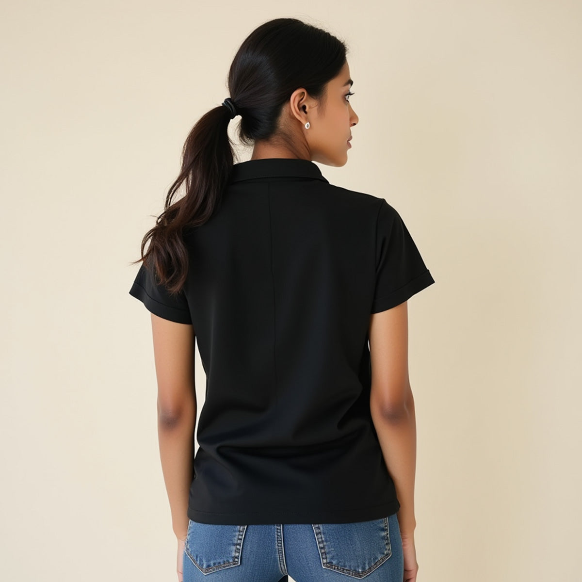 Black- Regular Fit Solid Unisex Polo Tshirt