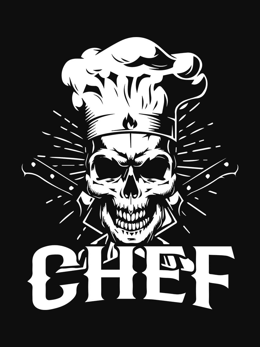 Chef Skull- Black Crew Neck Chef T-shirt
