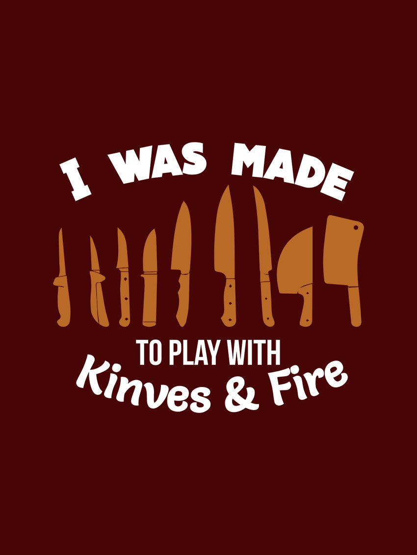 Play with Knives & Fire- Maroon Crew Neck Chef T-shirt