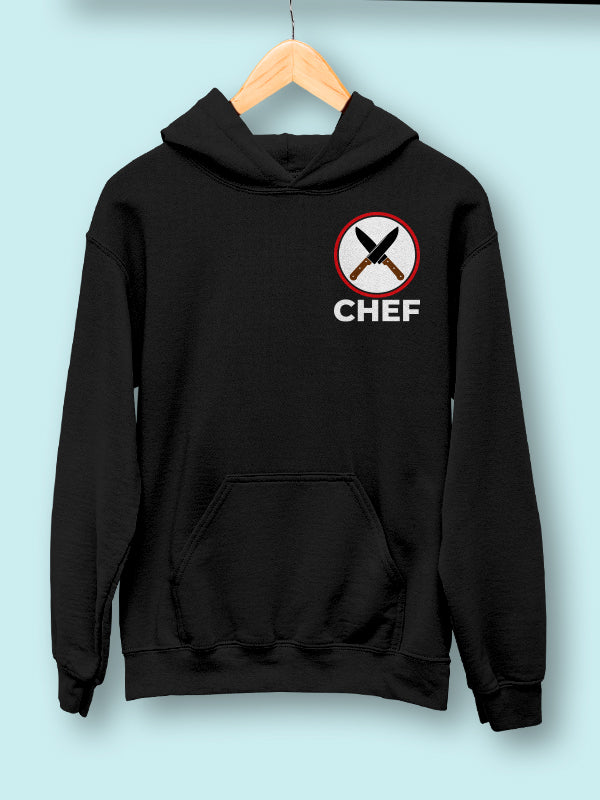 Chef Logo Pocket- Black Chef Hoodie