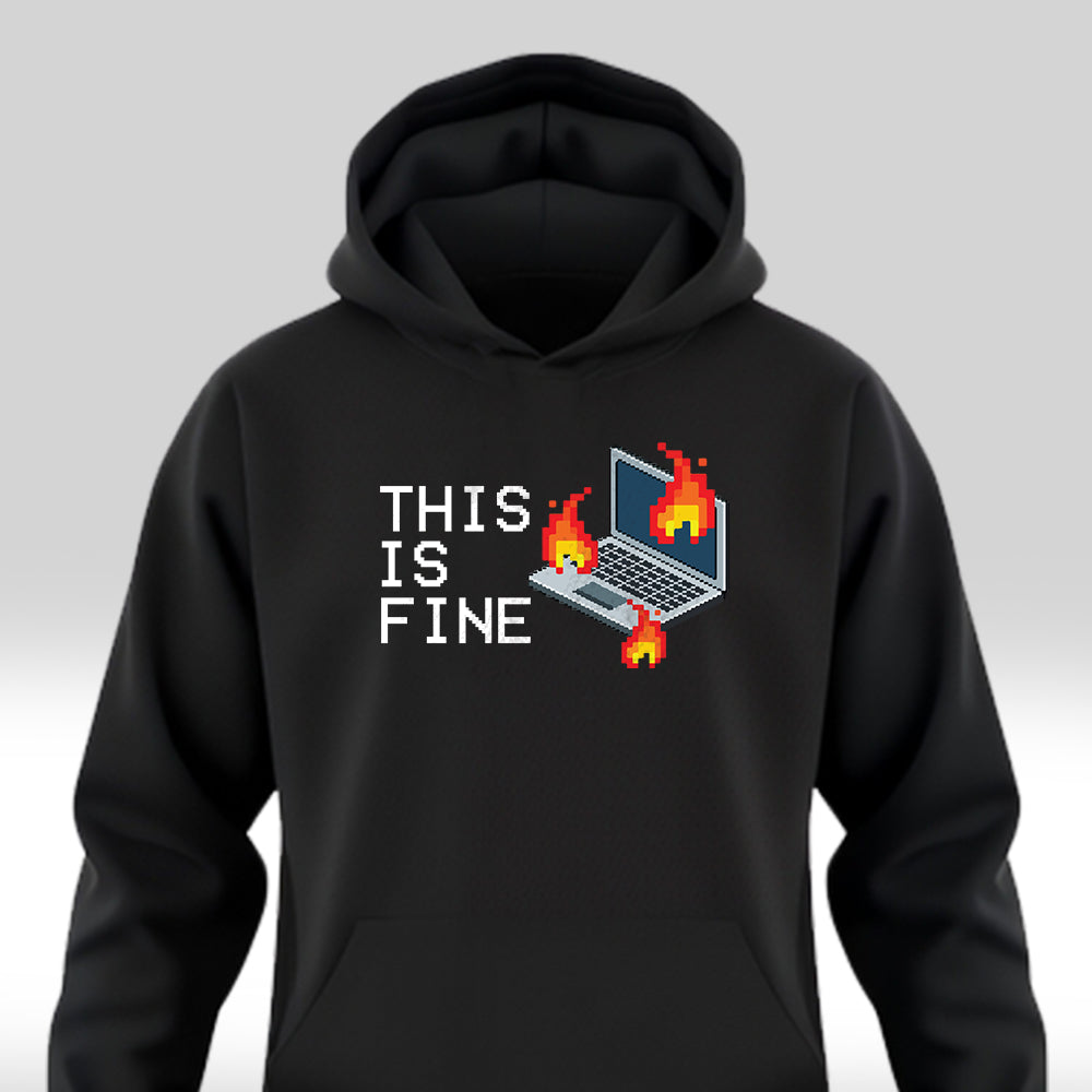 This is Fine - Black Coding Hoodie