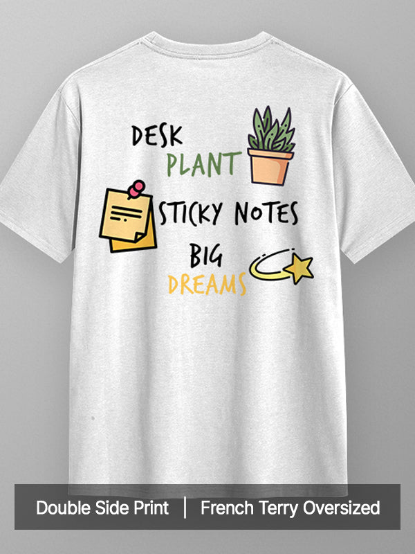 Desk Mode On- White French Terry Oversized Corporate T-shirt