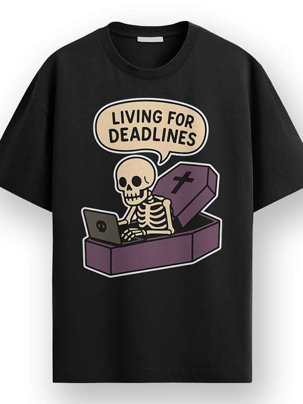 Living for Deadlines - Black Corporate Round Neck T-shirt