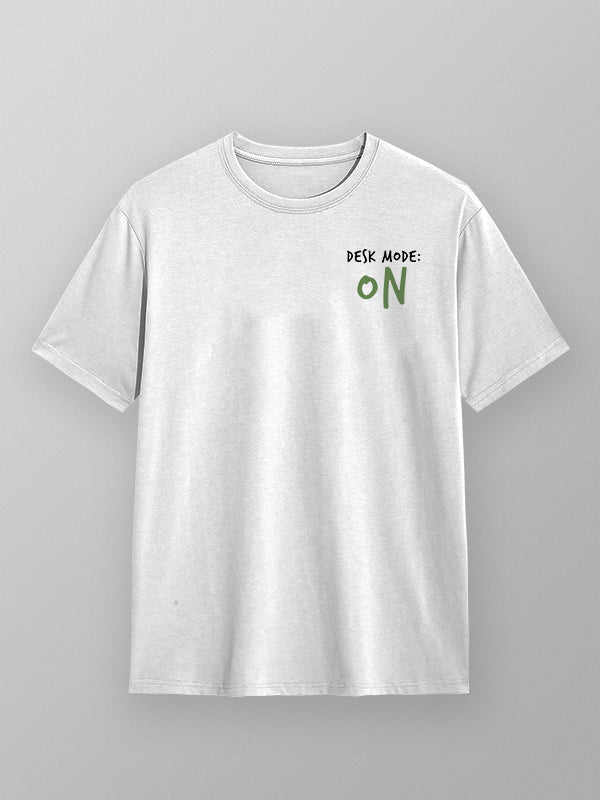 Desk Mode On- White French Terry Oversized Corporate T-shirt