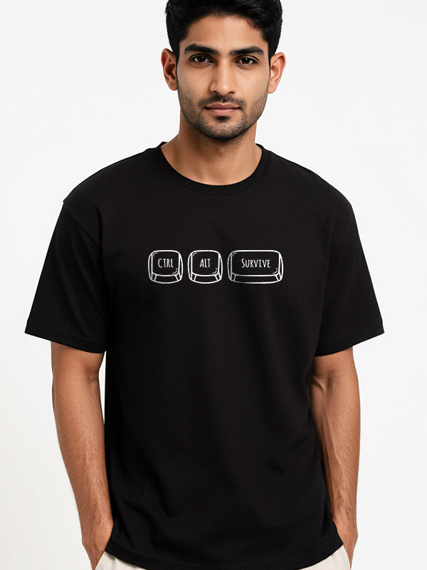 CTRL ALT DELETE- Black Round Neck Corporate T-shirt