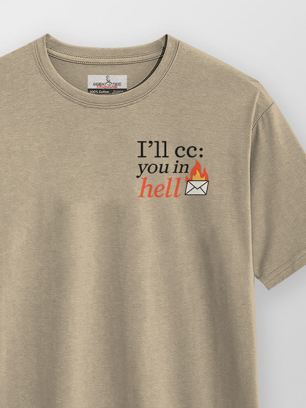 CC at hell - Beige Corporate Round Neck T-shirt
