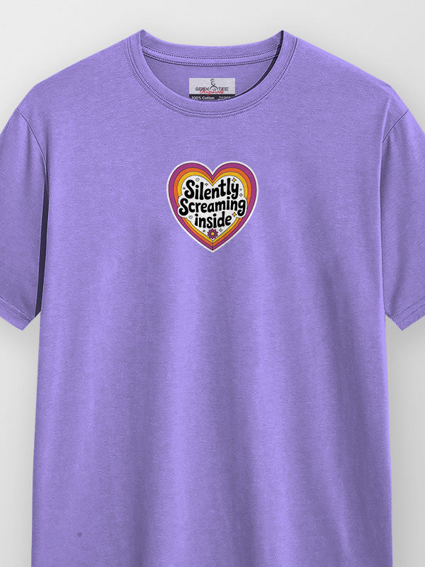 Silently Screaming Inside - Lavender Corporate Round Neck T-shirt