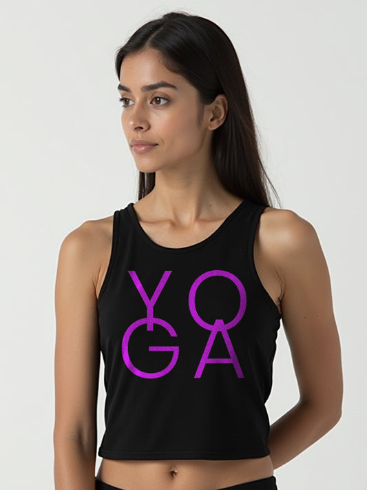Yoga Word- Black Yoga Crop Tank Top