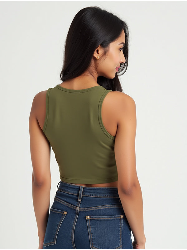 Yogini- Olive Green Yoga Crop Tank Top