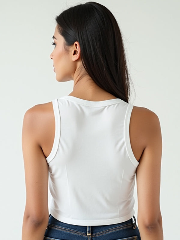 Meditation- White Yoga Crop Tank Top