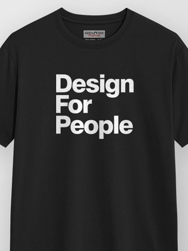 Design for People- Black Round Neck UI UX T-shirt