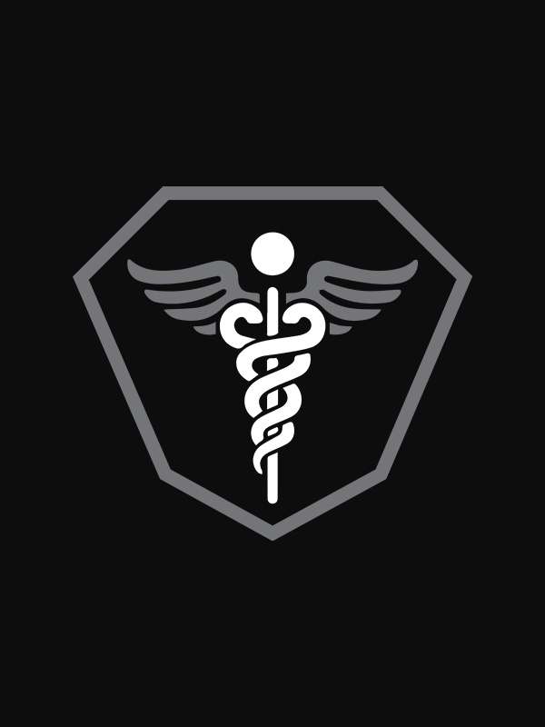 Caduceus Medicine Logo- Black Round Neck Medical T-shirt