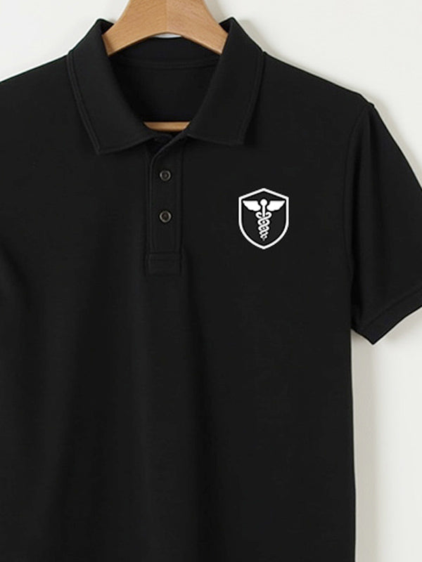 Caduceus Medicine Logo- Black Polo Medical T-shirt