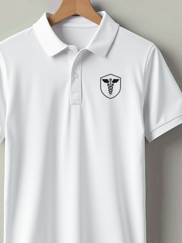 Caduceus Medicine Logo- White Polo Medical T-shirt