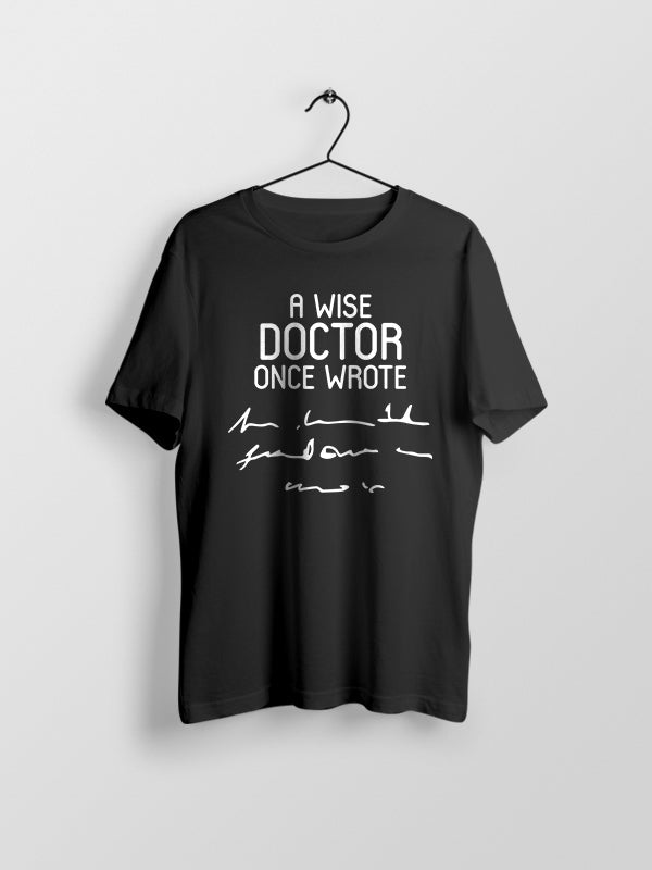 A Wise Doctor- Black Round Neck Medical T-shirt
