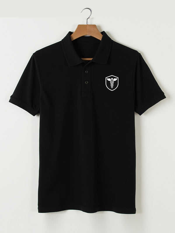 Caduceus Medicine Logo- Black Polo Medical T-shirt