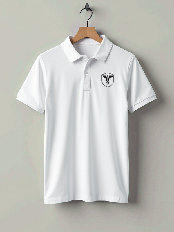 Caduceus Medicine Logo- White Polo Medical T-shirt