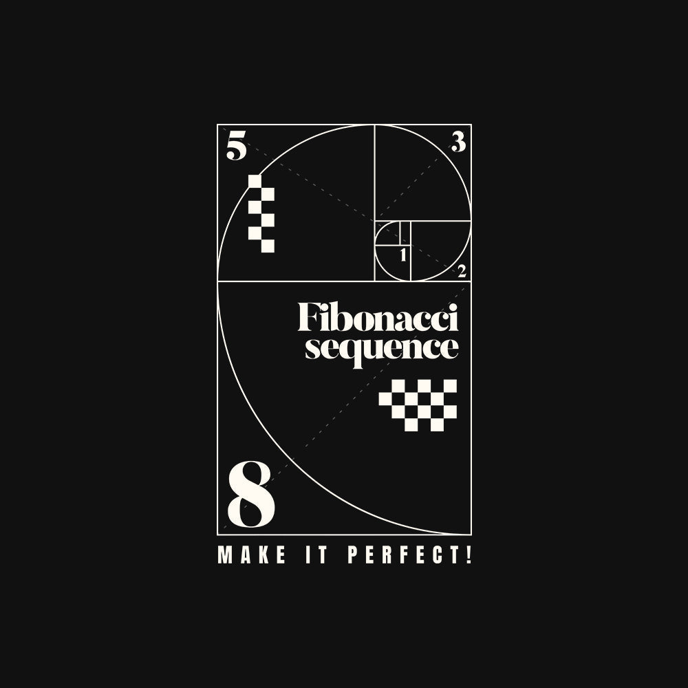 Fibonacci - Black Round Neck Graphic T-shirt