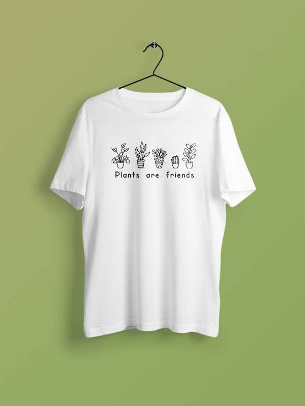 Plants are Friends- White Round Neck Gardening T-shirt