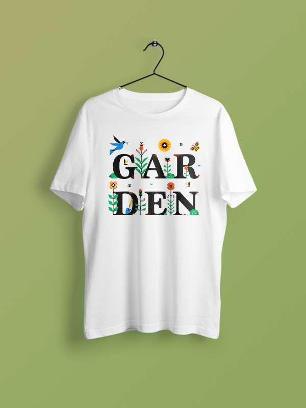 Garden Illustration- White Round Neck Gardening T-shirt