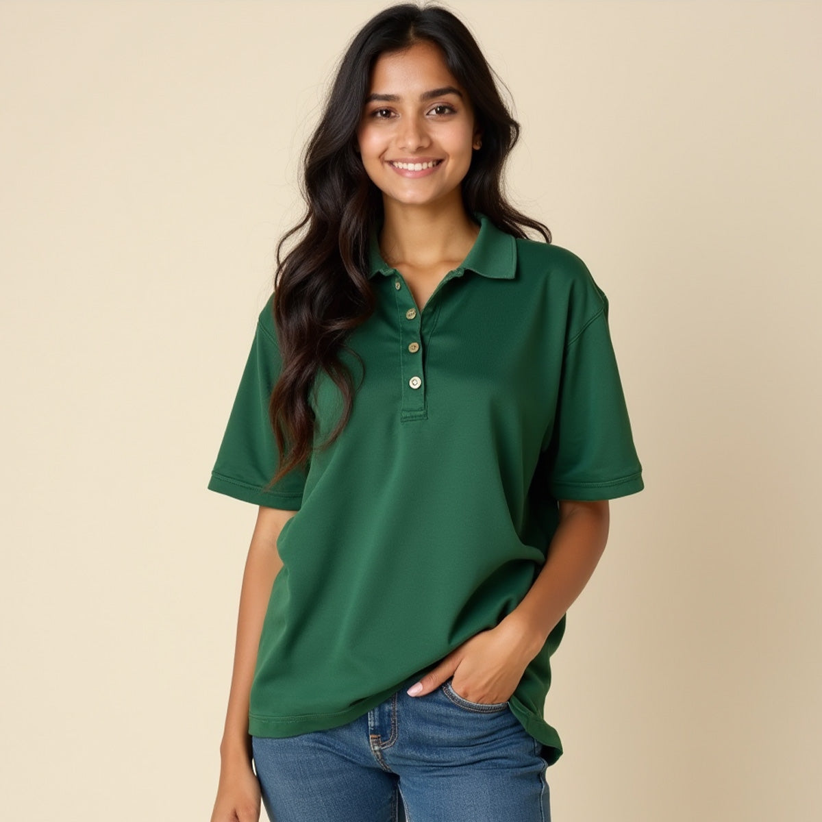 Bottle Green- Regular Fit Solid Unisex Polo Tshirt
