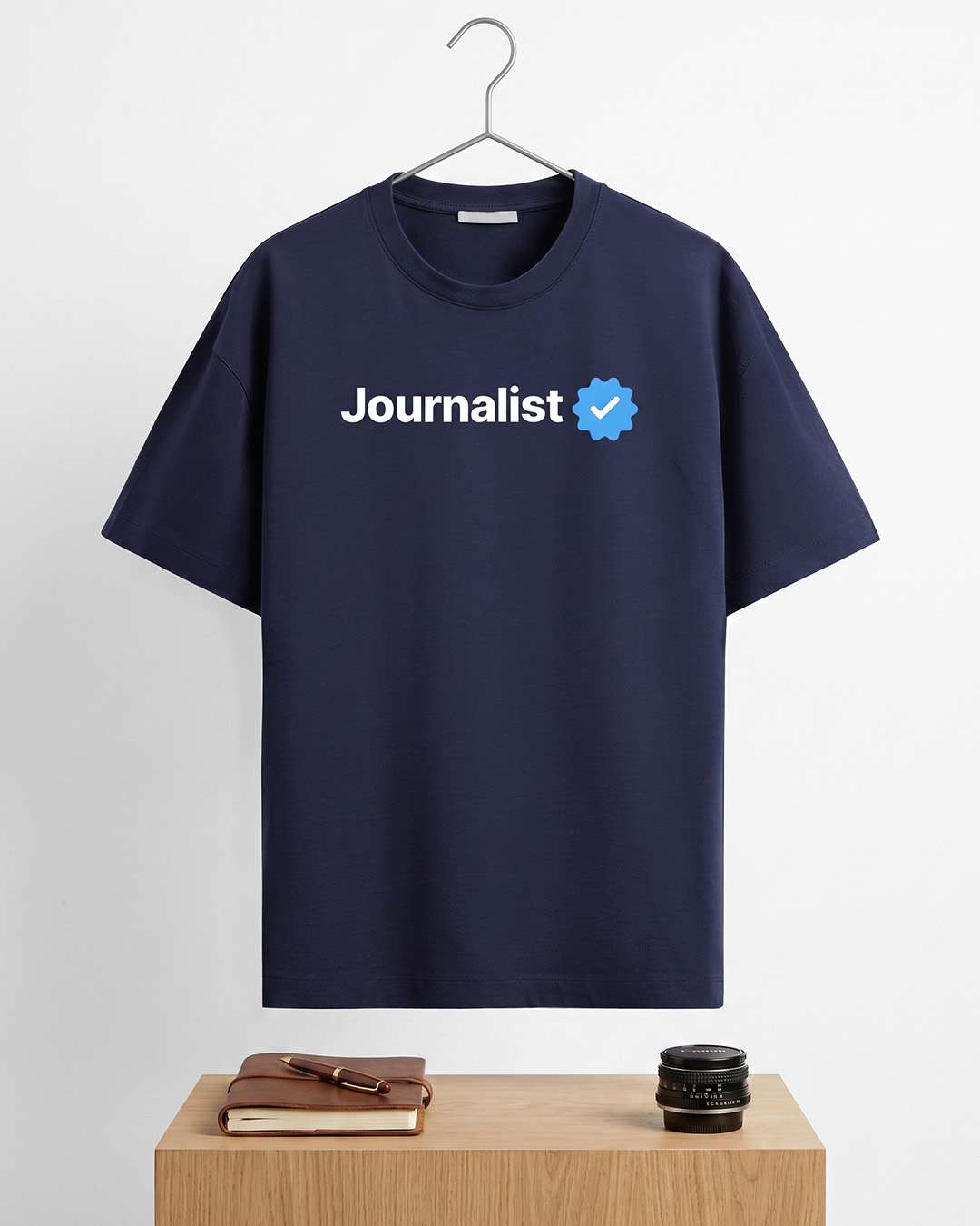 Journalist Verified- Navy Blue Round Neck Journalism T-shirt