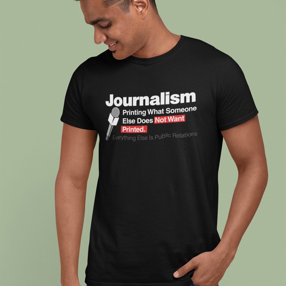 Journalism Printing- Black Round Neck Journalism T-shirt