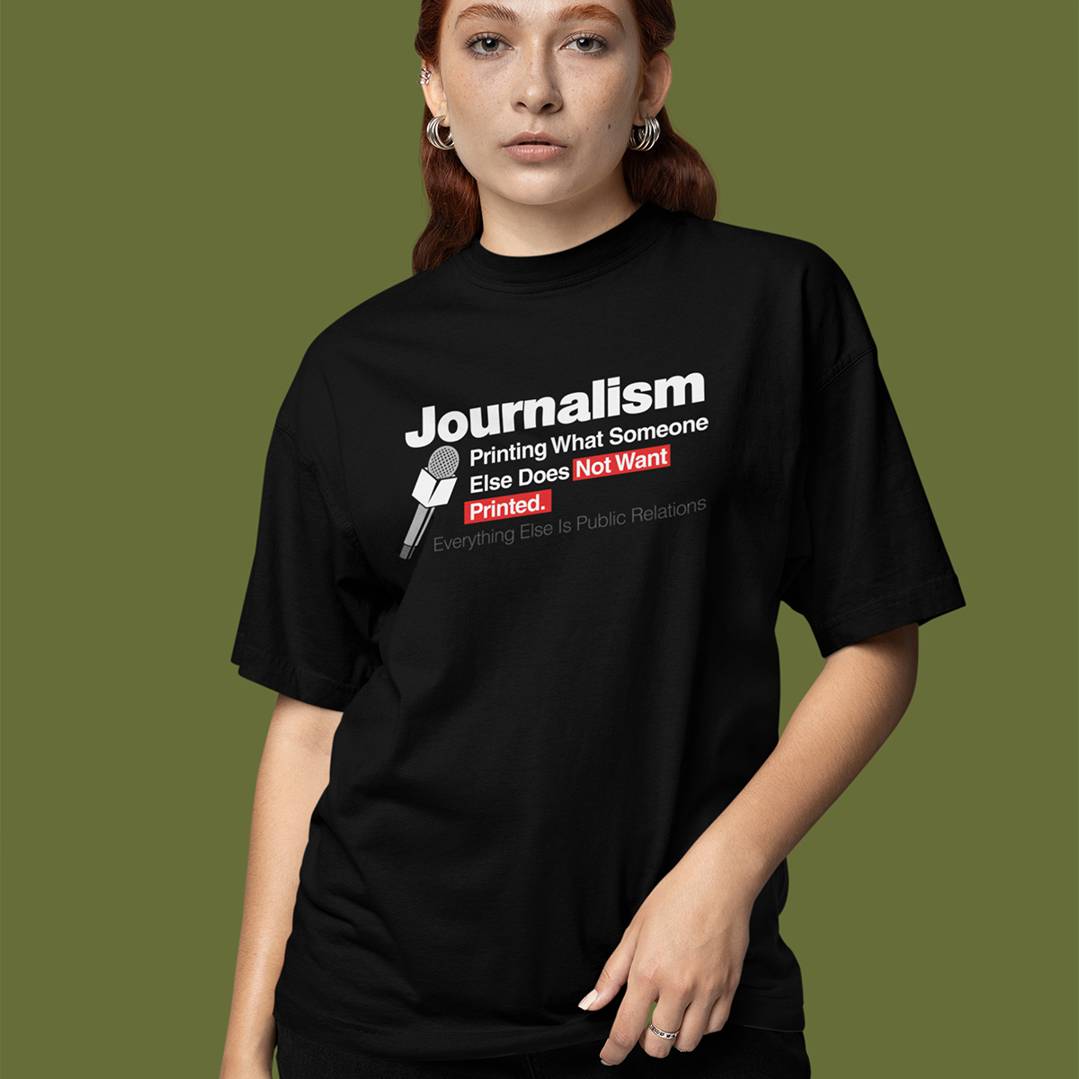 Journalism Printing- Black Round Neck Journalism T-shirt