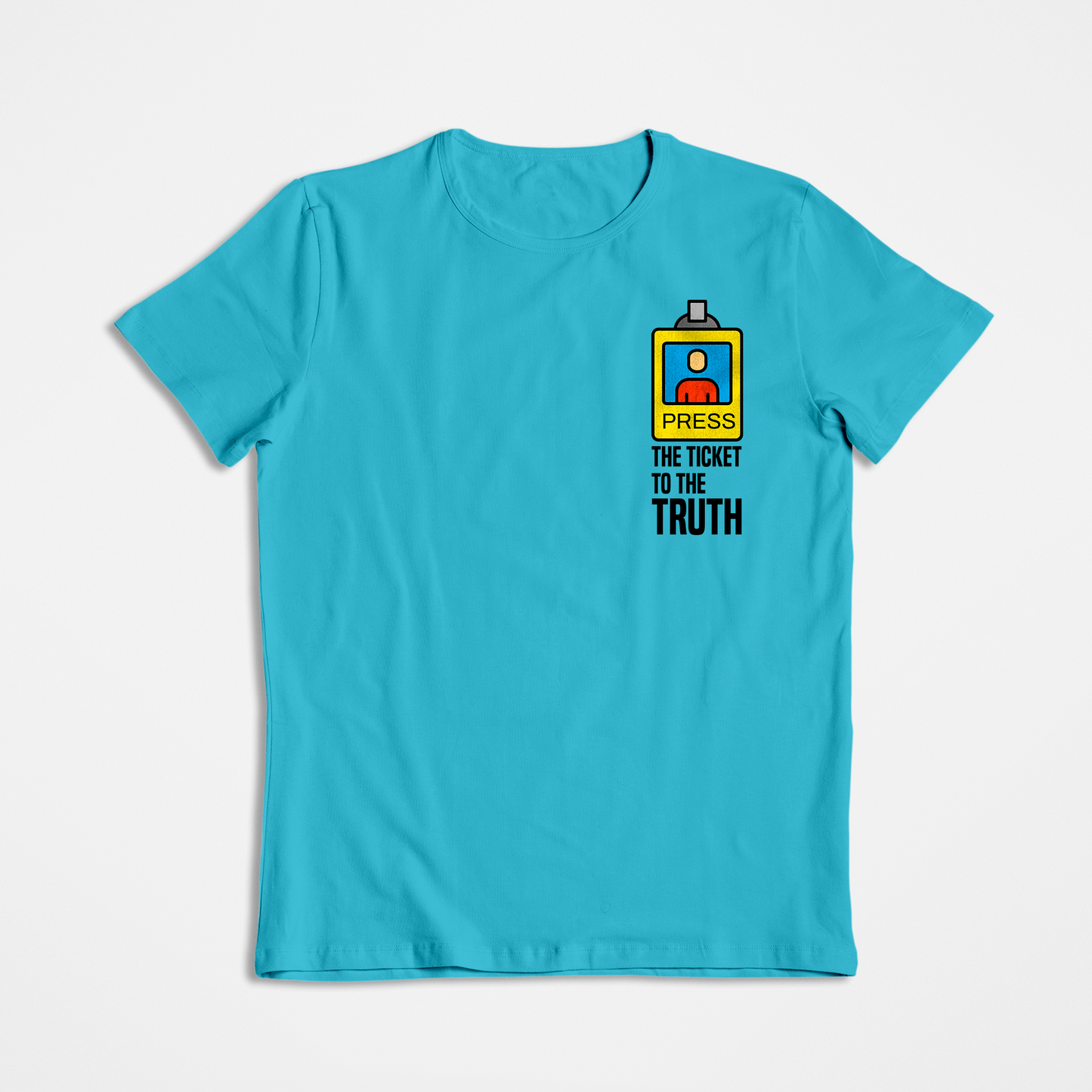 Press Pass- Sky Blue Round Neck Journalism T-shirt