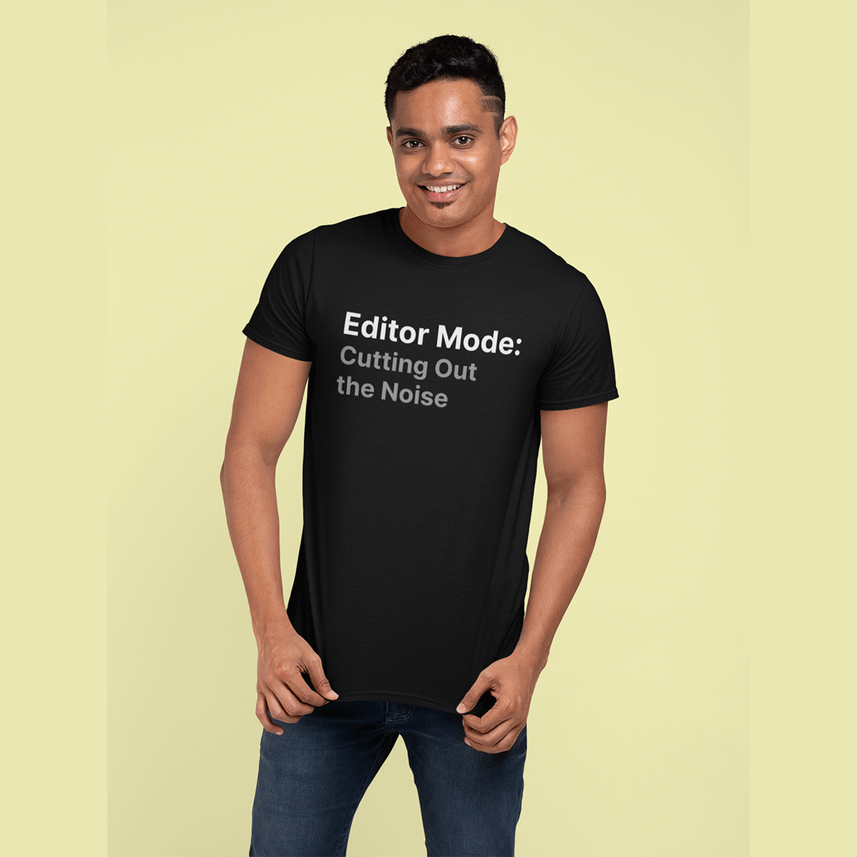 Editor Mode- Black Round Neck Journalism T-shirt