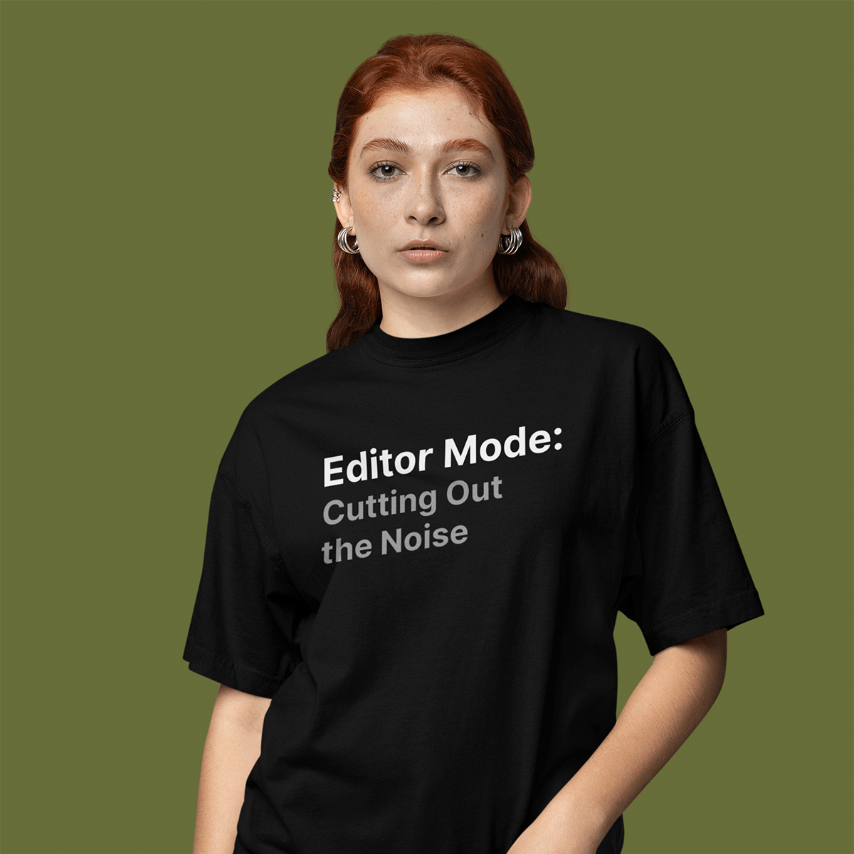 Editor Mode- Black Round Neck Journalism T-shirt