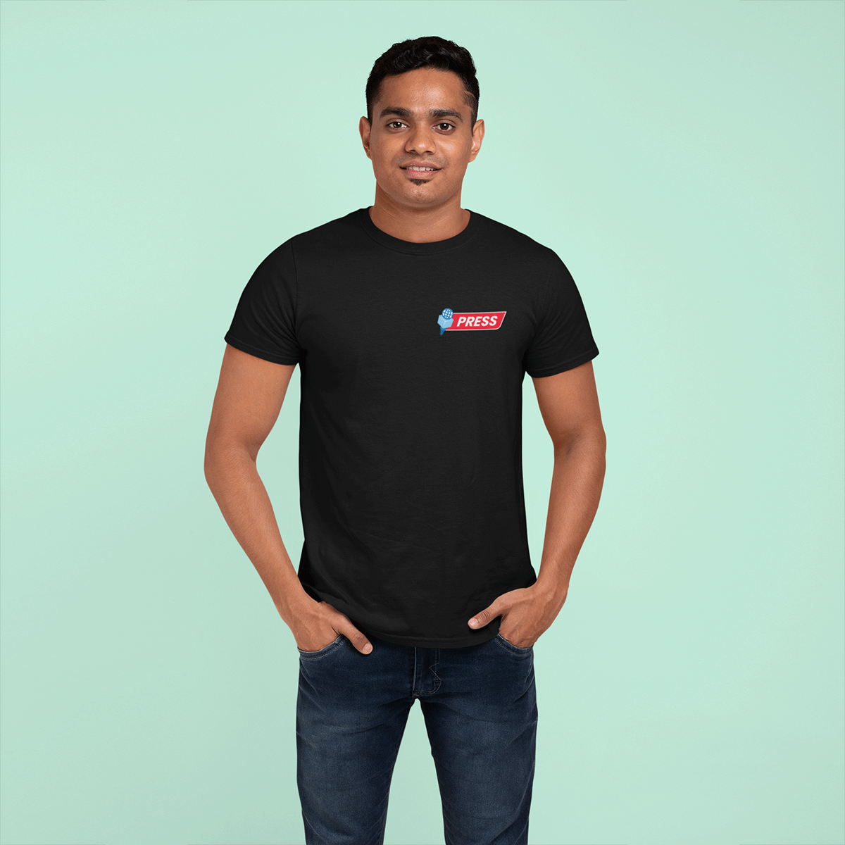 Press Logo- Black Round Neck Journalism T-shirt