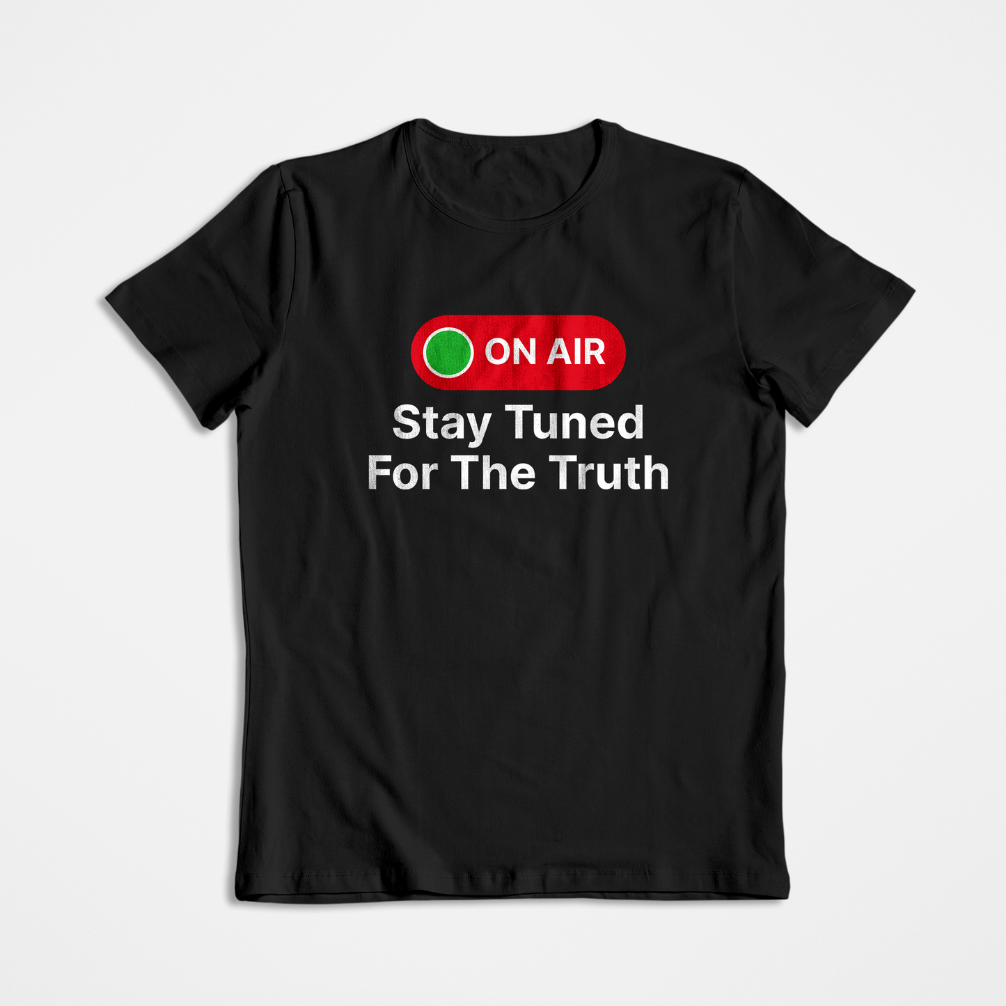 On Air- Black Round Neck Journalism T-shirt