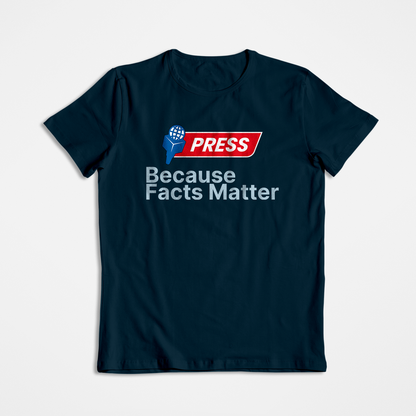Press Facts- Navy Blue Round Neck Journalism T-shirt