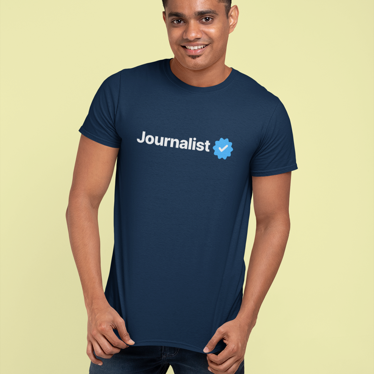 Journalist Verified- Navy Blue Round Neck Journalism T-shirt