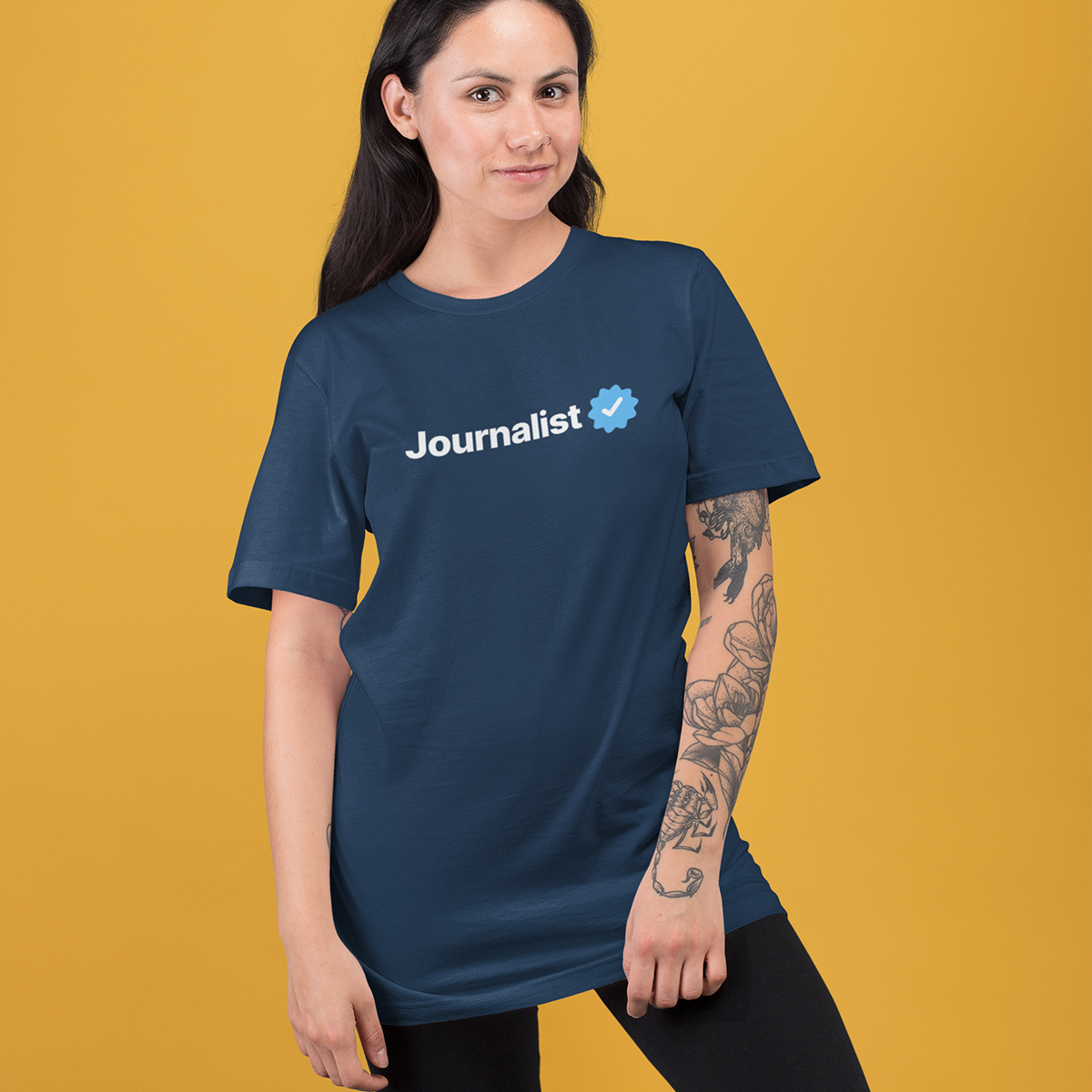 Journalist Verified- Navy Blue Round Neck Journalism T-shirt