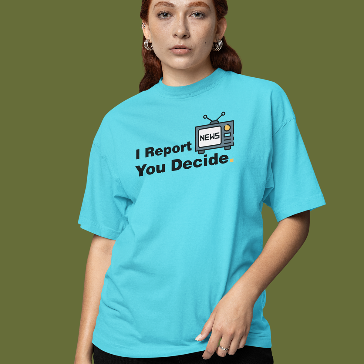 I Report- Sky Blue Round Neck Journalism T-shirt