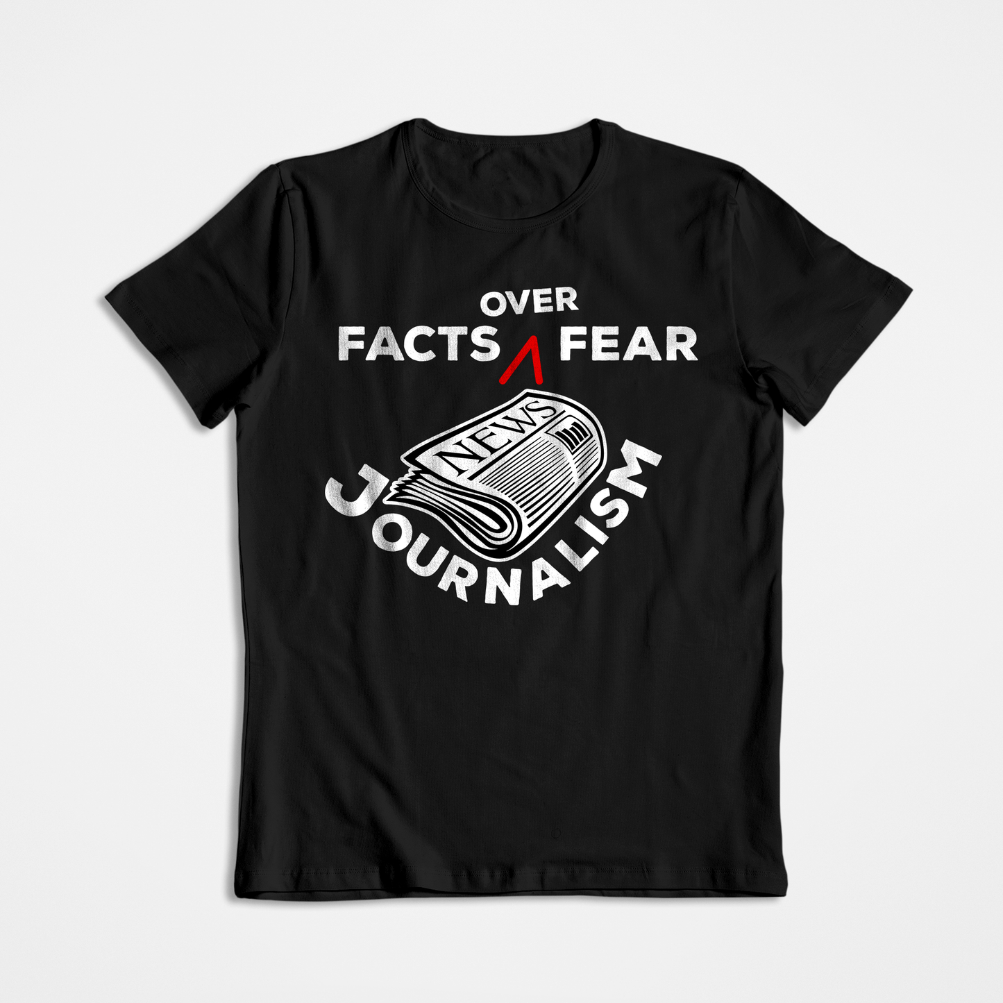 Facts Over Fear- Black Round Neck Journalism T-shirt