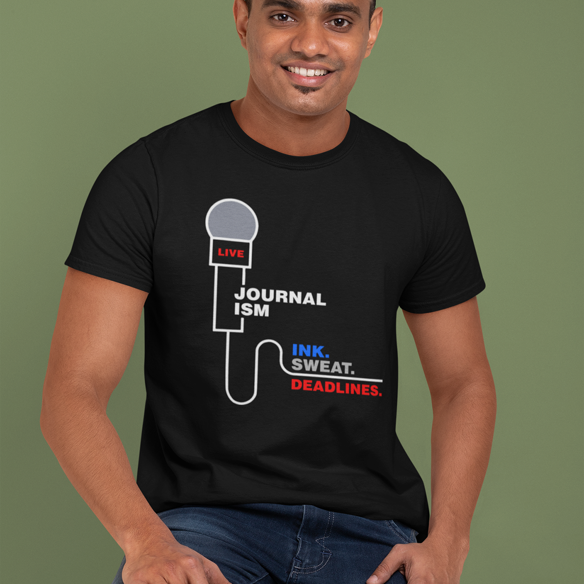Ink Sweat Deadline- Black Round Neck Journalism T-shirt