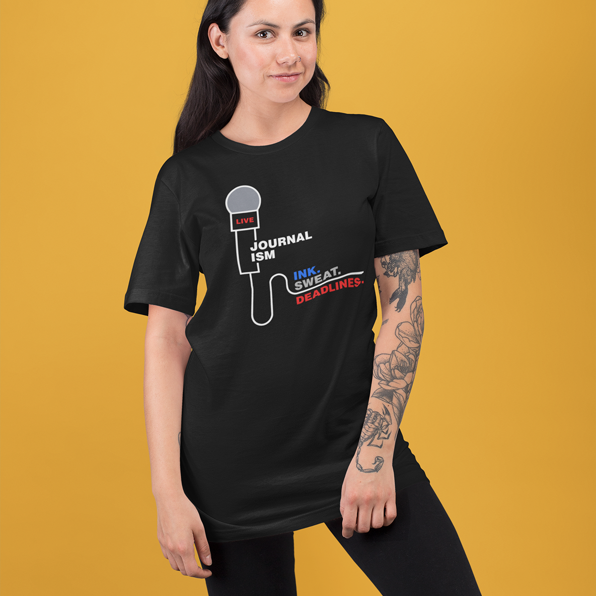 Ink Sweat Deadline- Black Round Neck Journalism T-shirt