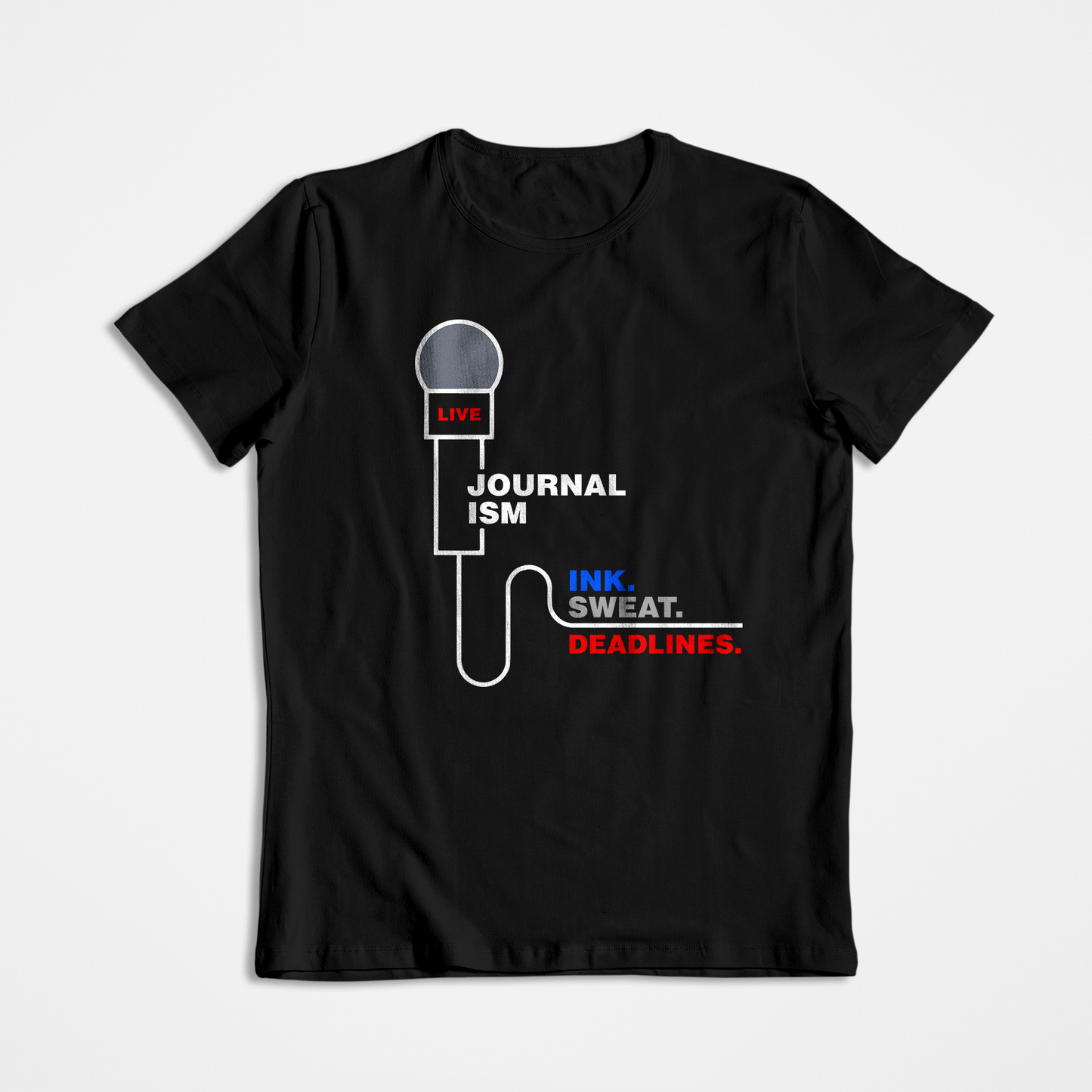 Ink Sweat Deadline- Black Round Neck Journalism T-shirt