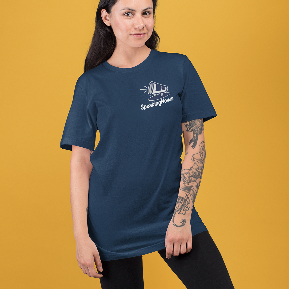 Speaking News- Navy Blue Round Neck Journalism T-shirt