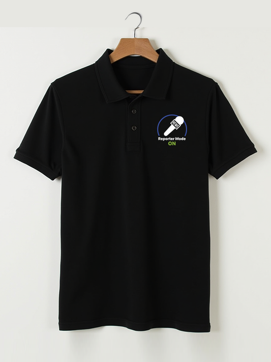 Reporter Mode On- Black Polo Journalism Tshirt