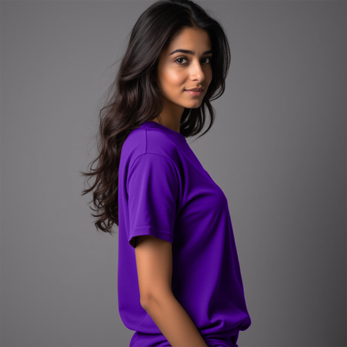 Yoga Word- Purple Round Neck Yoga T-shirt