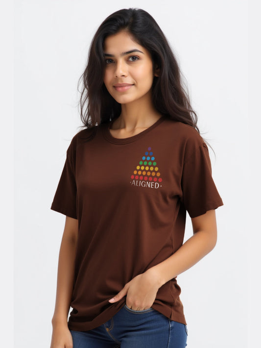 Aligned- Coffee Brown Round Neck Yoga T-shirt